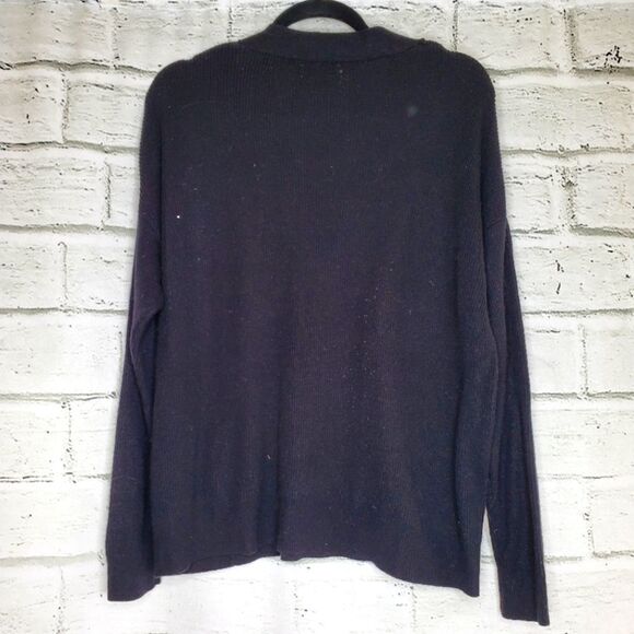 Topshop oversized v neck ribbed sweater black XS - Picture 1 of 7